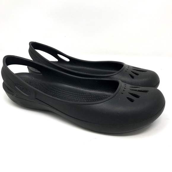 crocs thea slingback flats black